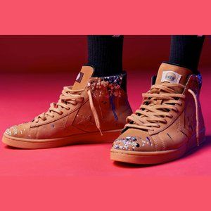 CONVERSE x BANDULU Tan Pro Leather Paint Splatter